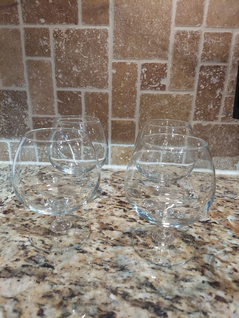 Set of 4 Clear Stemmed Brandy Snifter Glasses